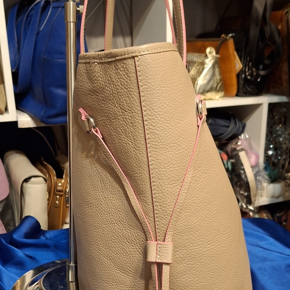 Lodis Tan and Pink Leather Tote Bag - Picture 8 of 9